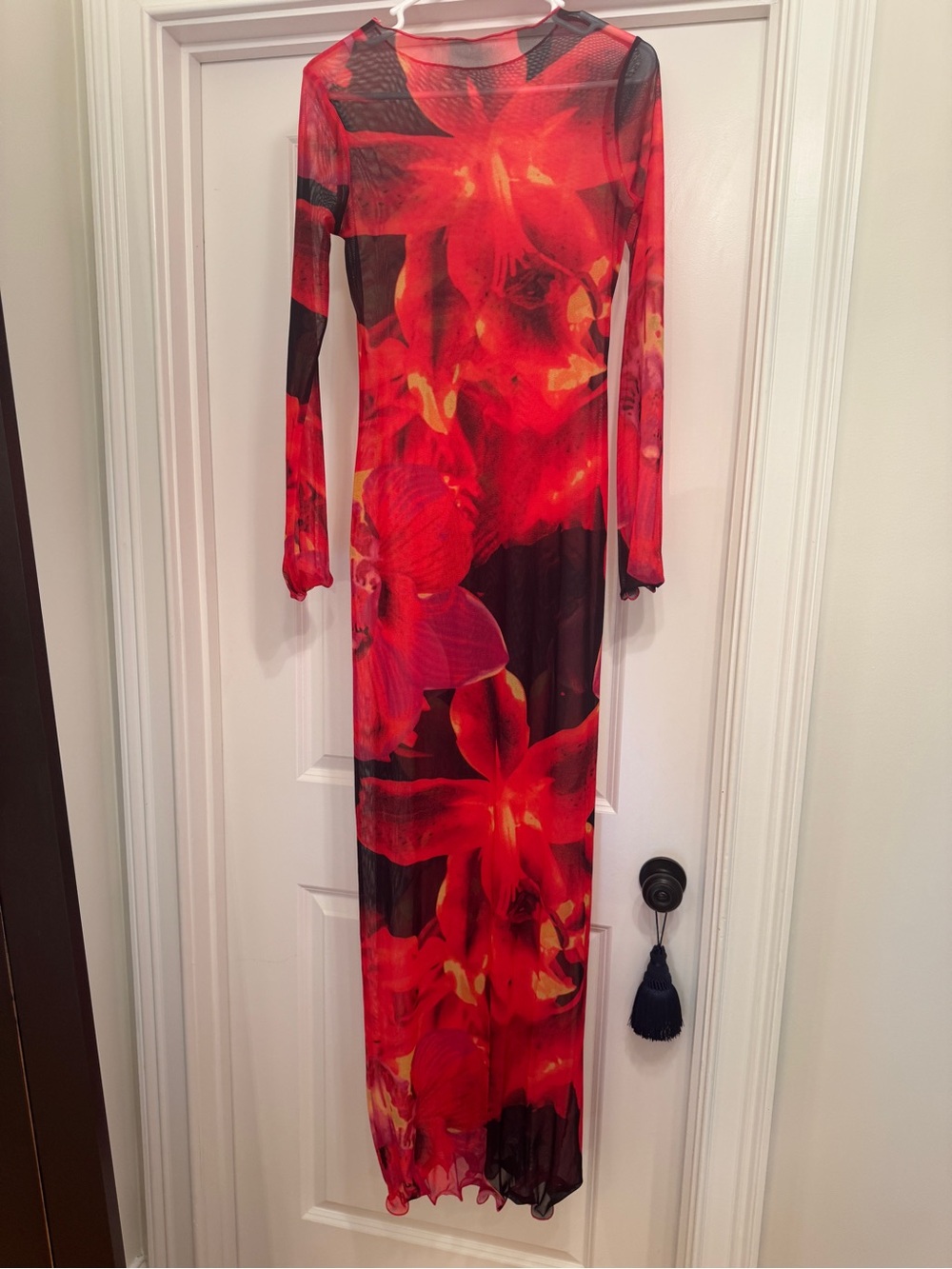 SAME MESH MAXI DRESS Red Tropical - Picture 6 of 10